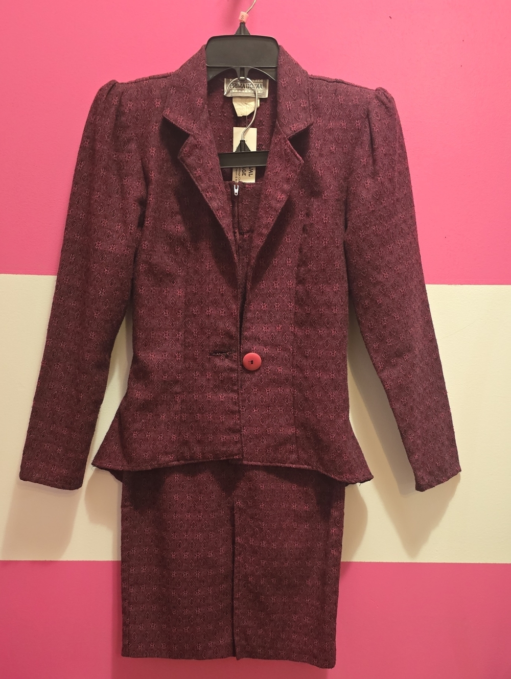 Prima Donna Burgundy Textured Women's Suit Jacket & Skirt